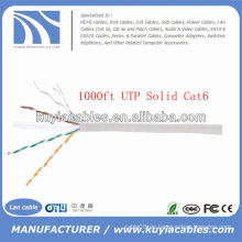 Cable de cobre sólido UTP de la red de 1000FT 4pairs Cat6